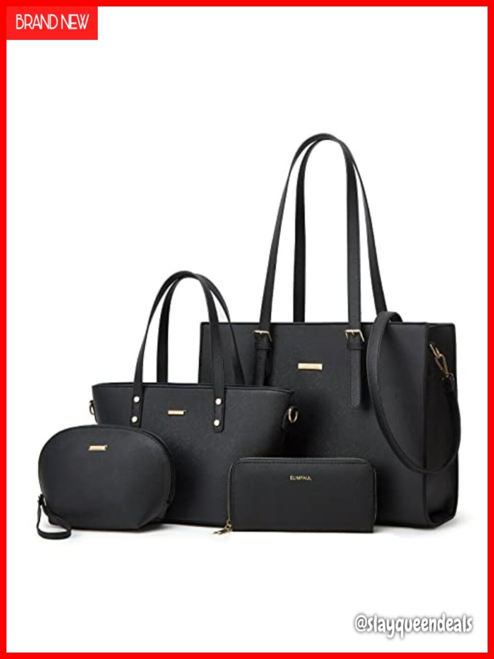 Faux Leather Women's Tote Handbag Set with Crossbody & Cosmetic Bag